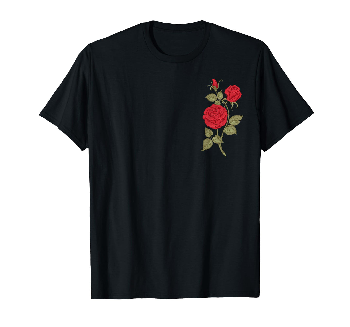 Single Red Rose Pocket Flower Romantic Love Pocket T-Shirt