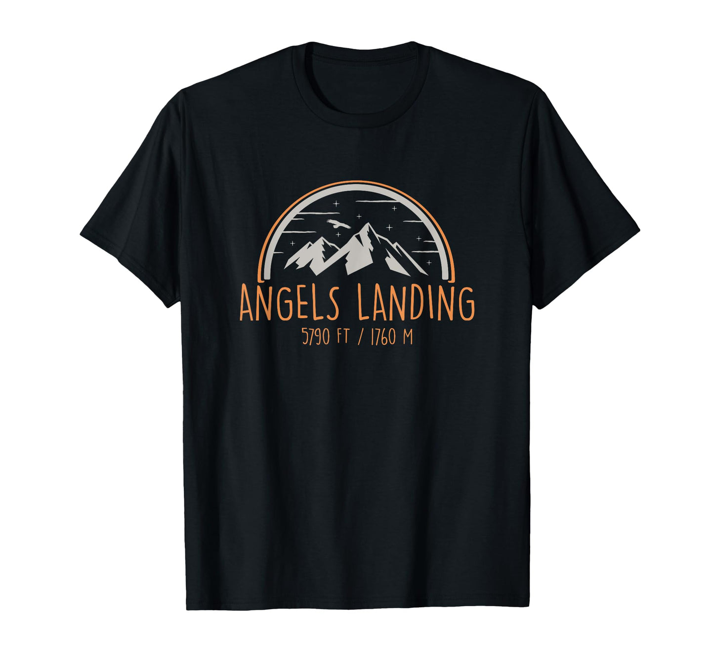 USA Hiking Shirts Angels Landing Zion National Park T-Shirt Mountain Hiking T-Shirt Black Unisex Adults Small Classic Fit Short Sleeve