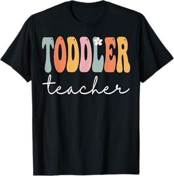 Toddler Teacher Retro Groovy Women Happy First Day Of School T-Shirt