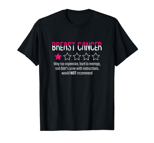 1 Star Rating Breast Cancer Awareness Funny Fighter T-Shirt