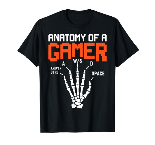 Anatomy of A Gamer Skeleton Hand Design T-Shirt