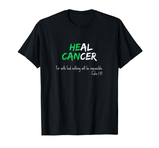 Liver Cancer Awareness Green / Bible Verse Heal Christian T-Shirt
