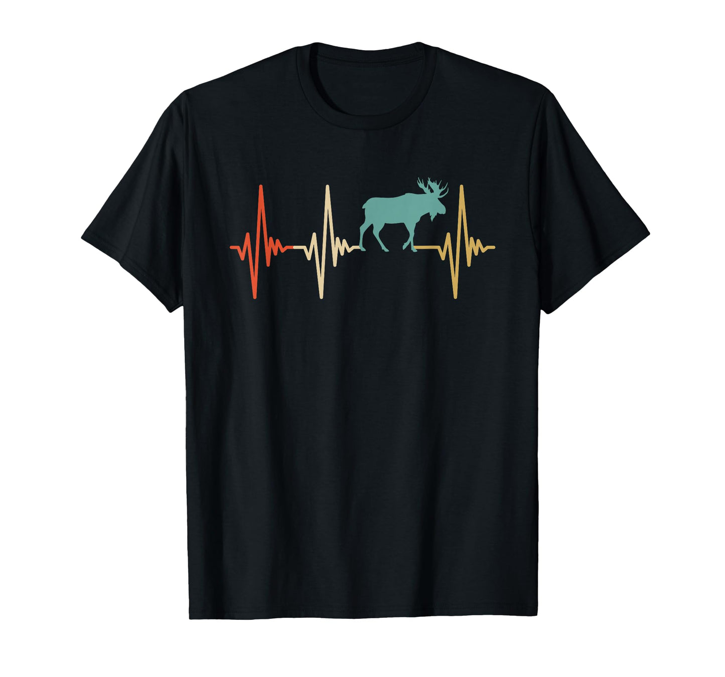 Moose Heartbeat Retro Vintage Design For Men Women T-Shirt