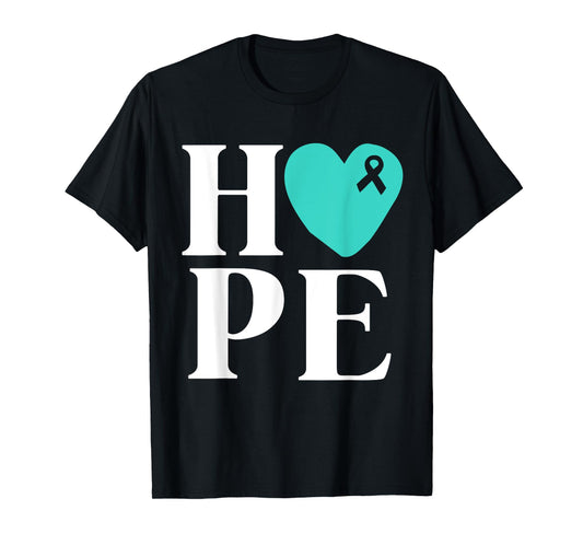 Ovarian Cancer Awareness Shirts Teal Ribbon Shirt Hope T-Shirt
