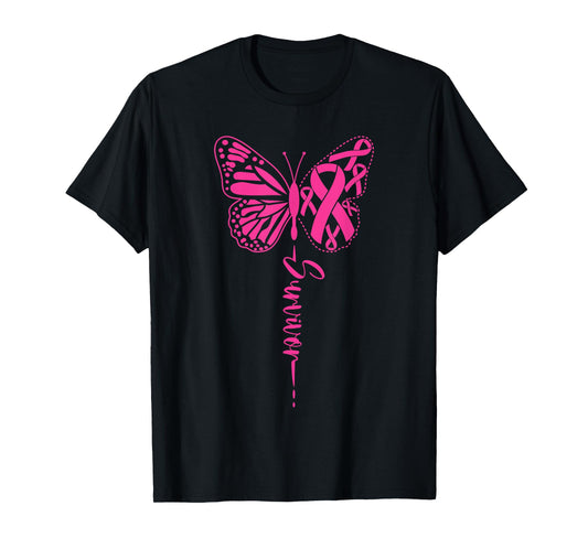 I am a Survivor Ribbon Butterfly Breast Cancer Awareness T-Shirt