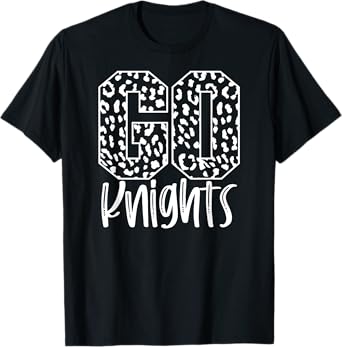 Knights Team Mascot School Spirit Game Night Leopard Print T-Shirt