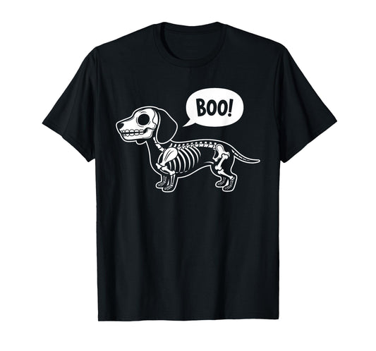 Cute Dachshund Doxie Skeleton Boo Wiener Dog Halloween T-Shirt