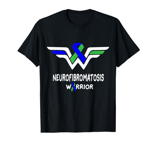 Neurofibromatosis Awareness Warrior Green & Blue Ribbon Gift T-Shirt