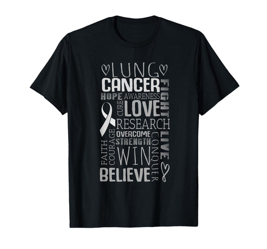 Word Cloud Lung Cancer Awareness T Shirt Women Men Kids Gift T-Shirt
