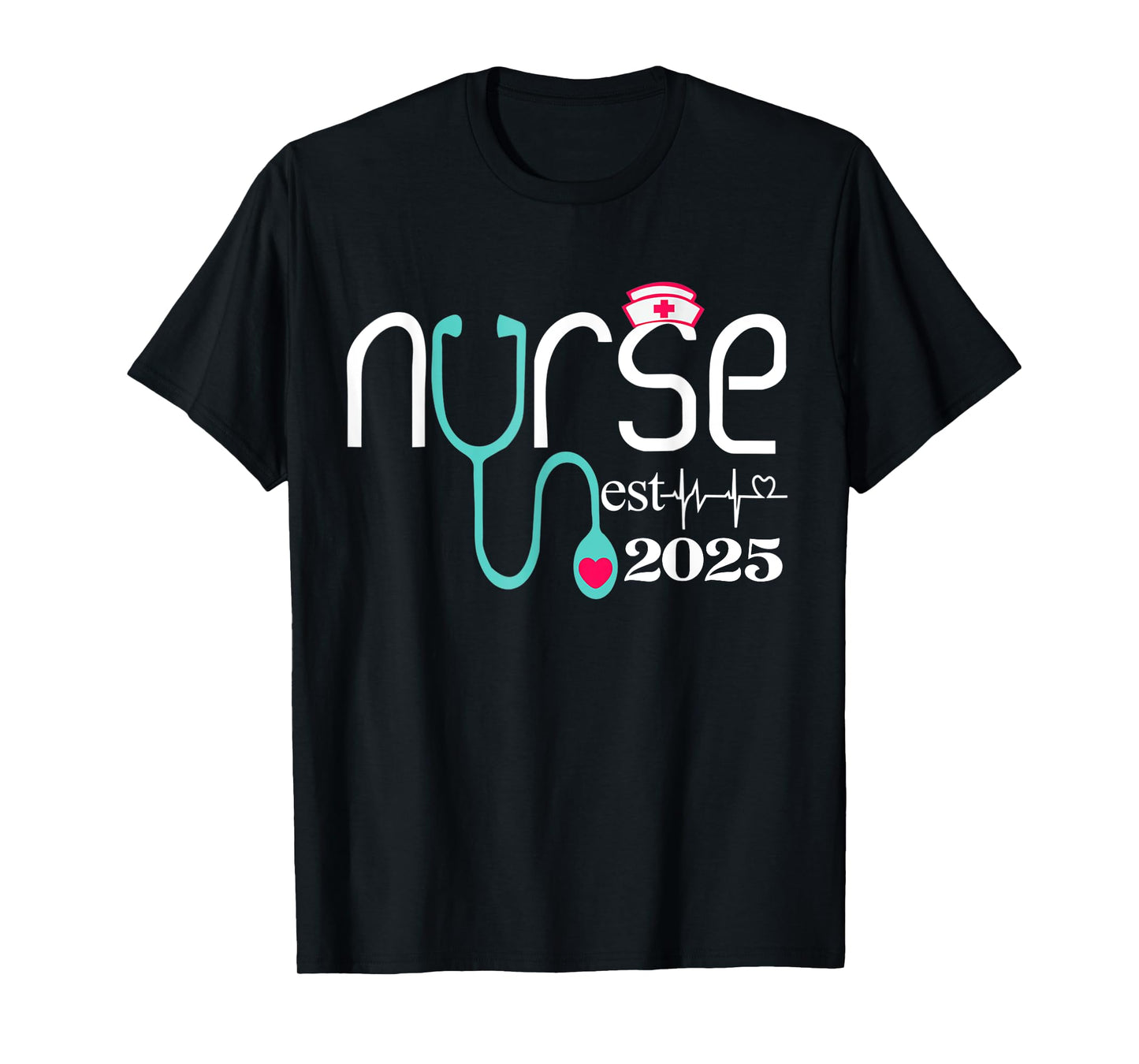 Nurse Est 2025 RN Nursing School Graduation Graduate Heart T-Shirt