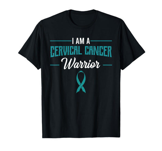 Cervical Cancer Warrior Teal White Squamous Cell Carcinomas T-Shirt
