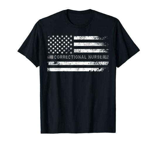 Corrections Nurse US Flag Correctional Nursing T-Shirt