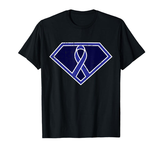Superhero Colon Cancer Awareness Ribbon Warrior Fighter Gift T-Shirt