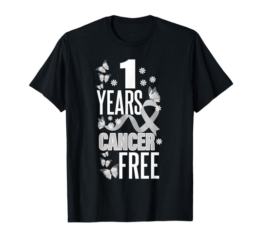 1 Year Cancer Free For Lungs Cancer Awareness T-Shirt