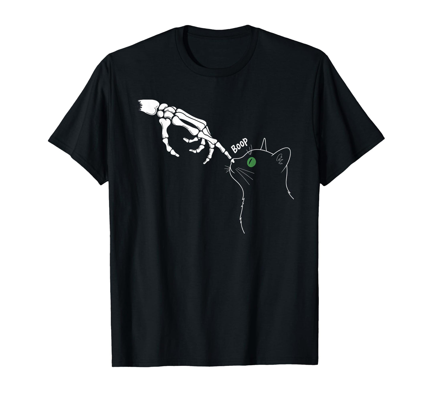 Skeleton Hand Boop On A Cat's Nose Funny Halloween Graphic T-Shirt