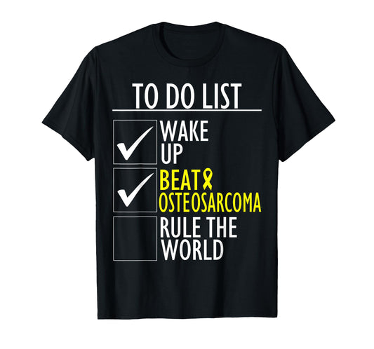 Yellow Ribbon To Do List Osteosarcoma Bone Cancer Awareness T-Shirt