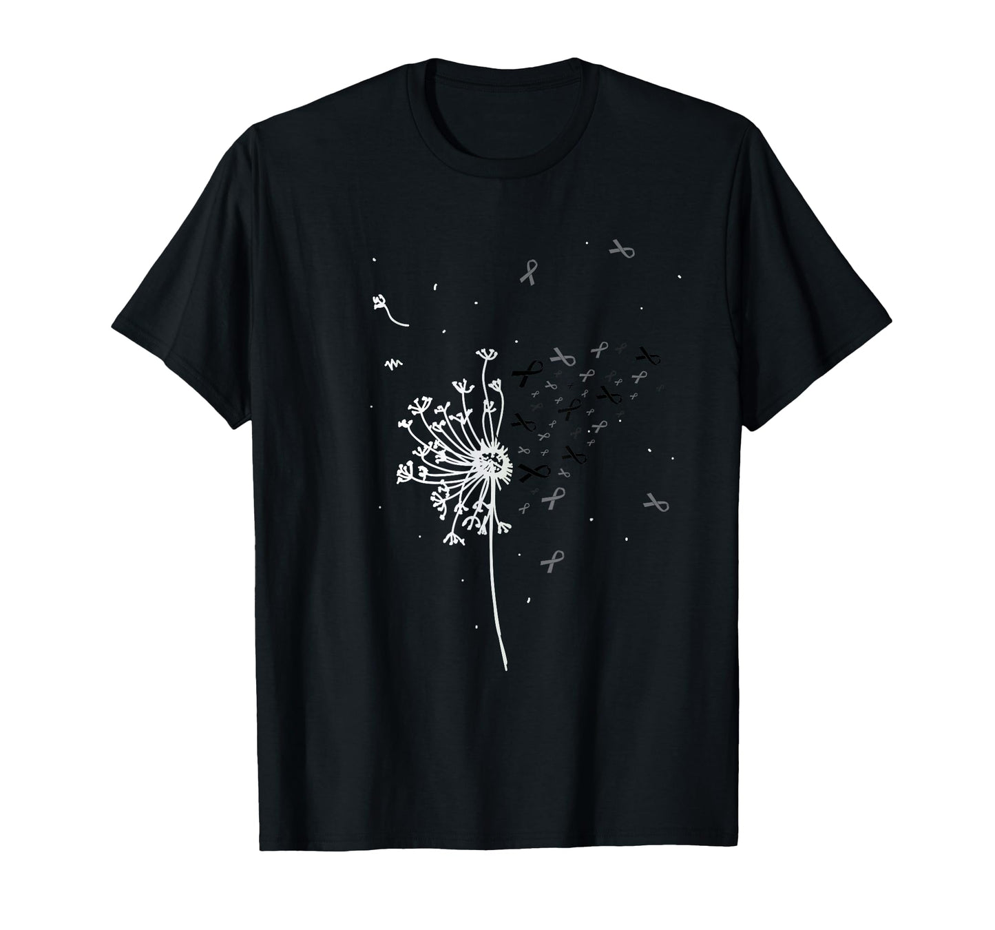 Dandelion Black Ribbon Skin Cancer Melanoma Awareness Gifts T-Shirt