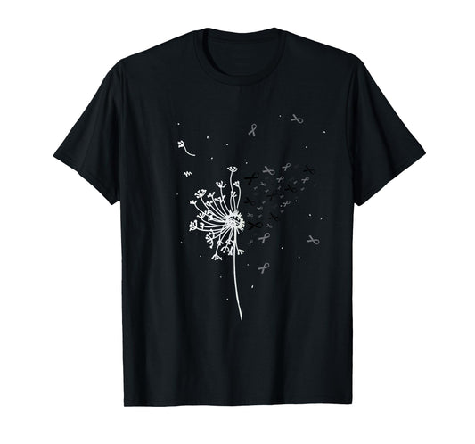 Dandelion Black Ribbon Skin Cancer Melanoma Awareness Gifts T-Shirt