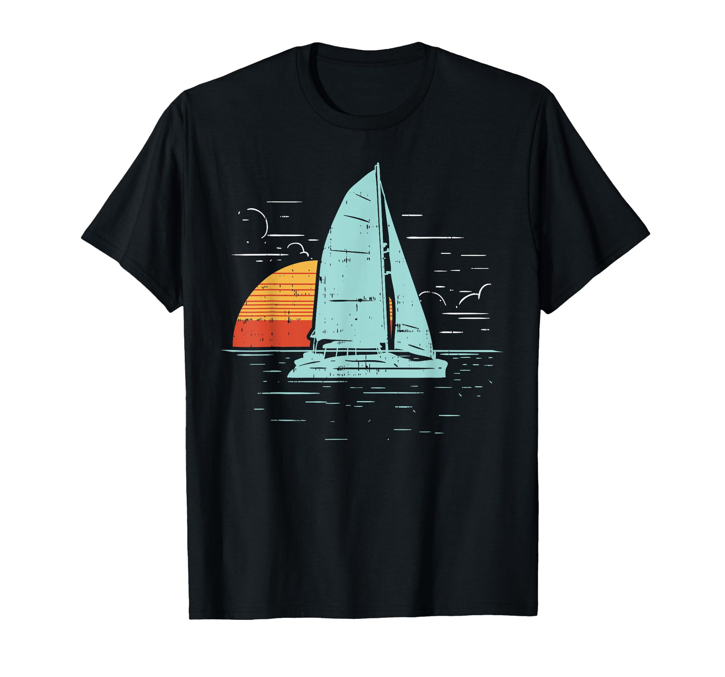 Sailboat Sunset Retro Boating Vacation Boat Sailor Gift T-Shirt
