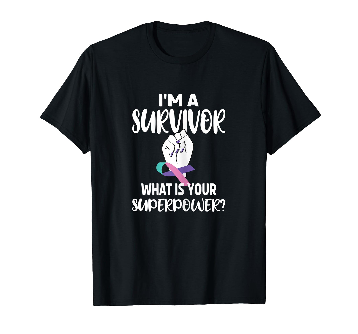 Womens I'm A Survivor Cancer Ribbon Thyroid Cancer Awareness T-Shirt