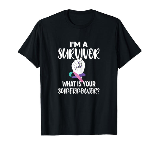 Womens I'm A Survivor Cancer Ribbon Thyroid Cancer Awareness T-Shirt
