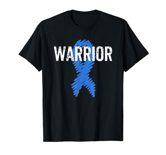Colon Cancer Warrior Awareness Colonoscopy Blue T-Shirt