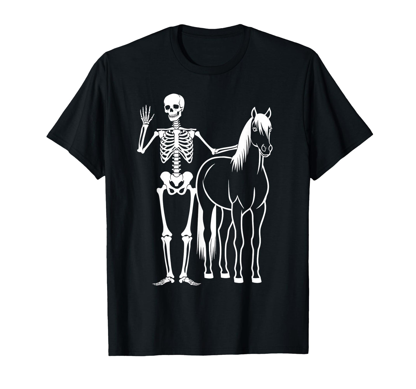 Funny Skeleton and Horse Cute Halloween Cowboy Men Women T-Shirt