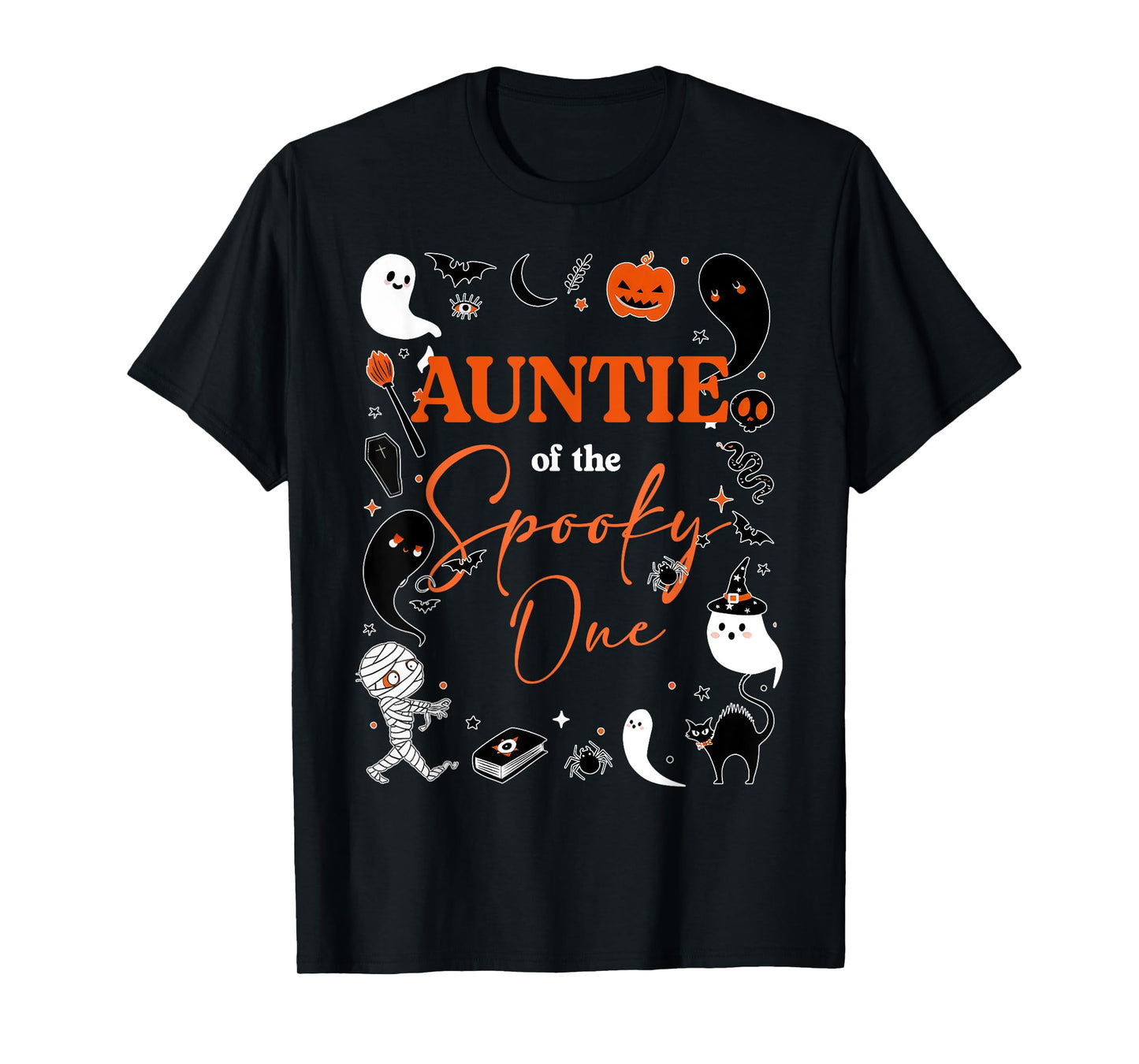 Auntie of The Spooky One Girl First Birthday Pink Halloween T-Shirt
