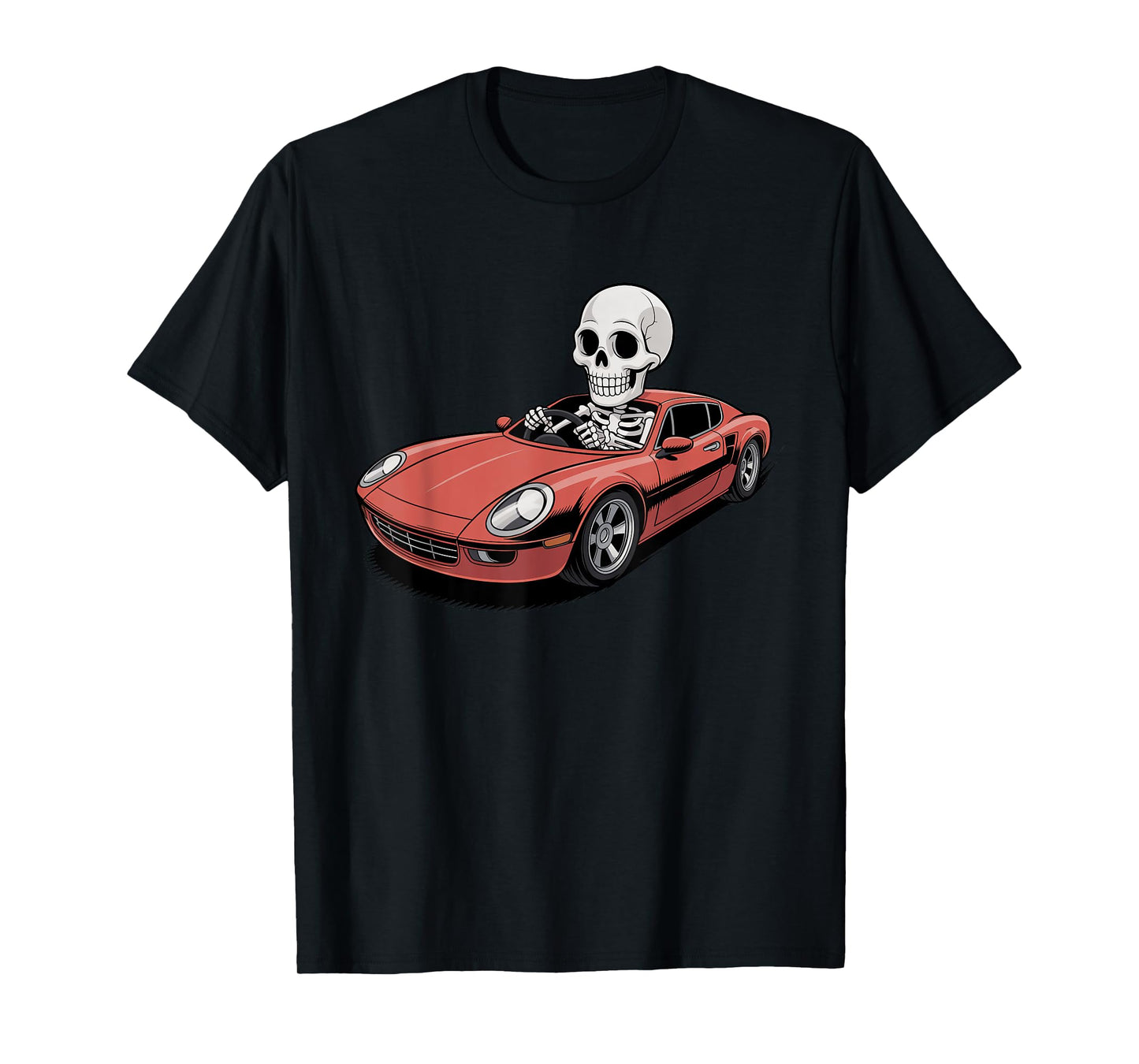 Halloween Skeleton Driving Sport Car Trick or Treat Spooky T-Shirt