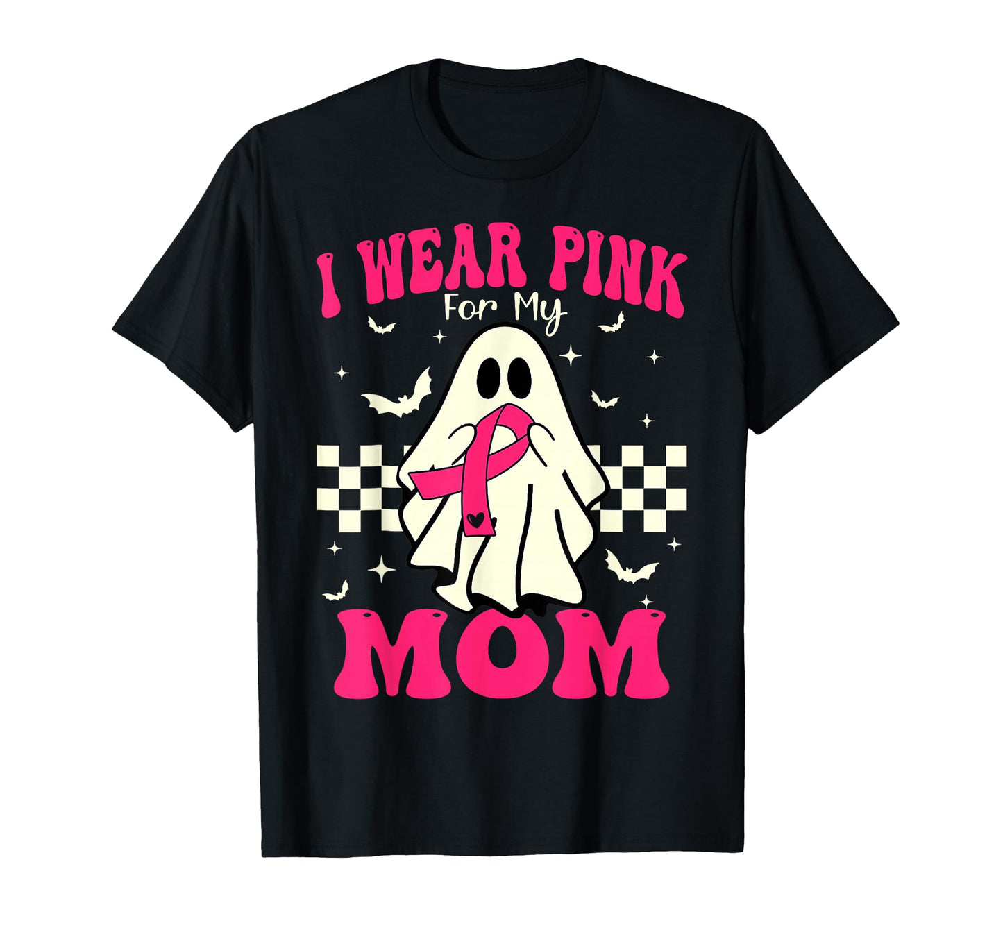 I Wear Pink for My Mom Ghost Halloween Breast Cancer T-Shirt