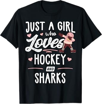Just A Girl Who Loves Hockey And Sharks Gift Women T-Shirt