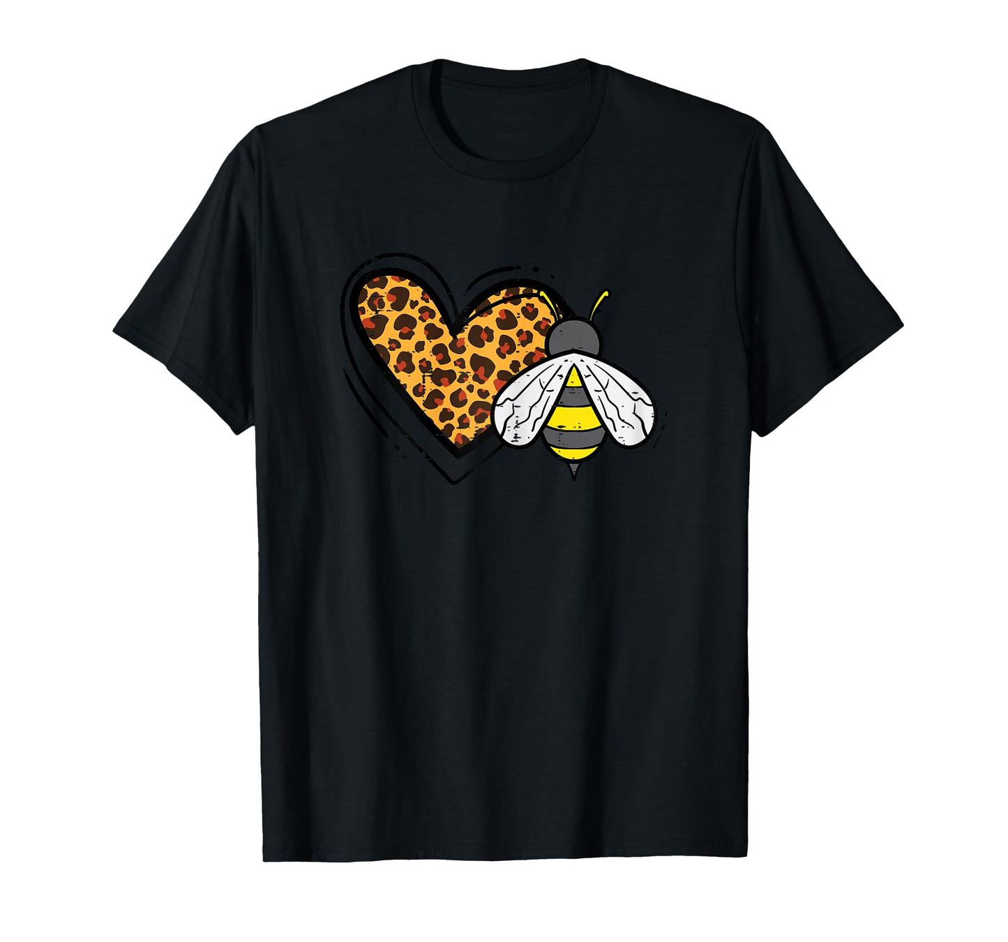 Leopard Print Heart Bee Cute Love Bumblebee Men Women Kids T-Shirt