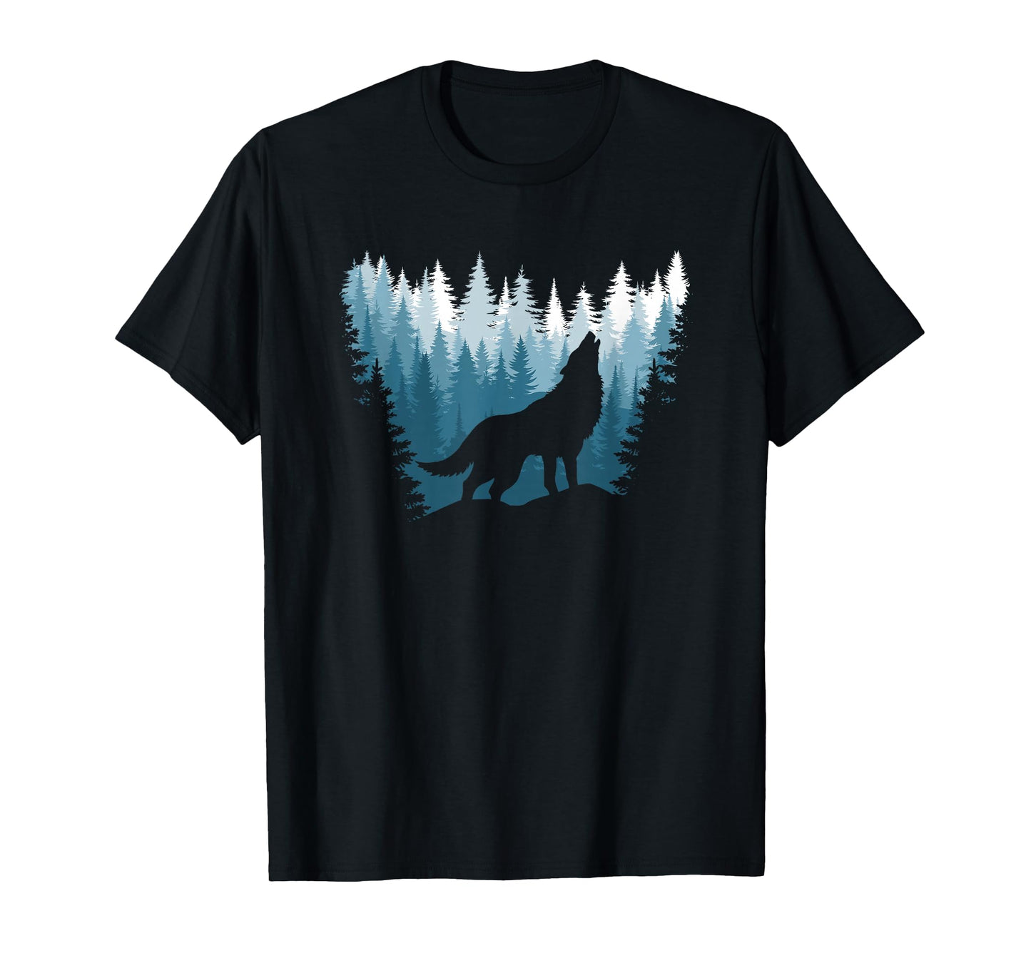 Wolf Landscape Pine Tree Forest Wildlife Nature Graphic Men T-Shirt
