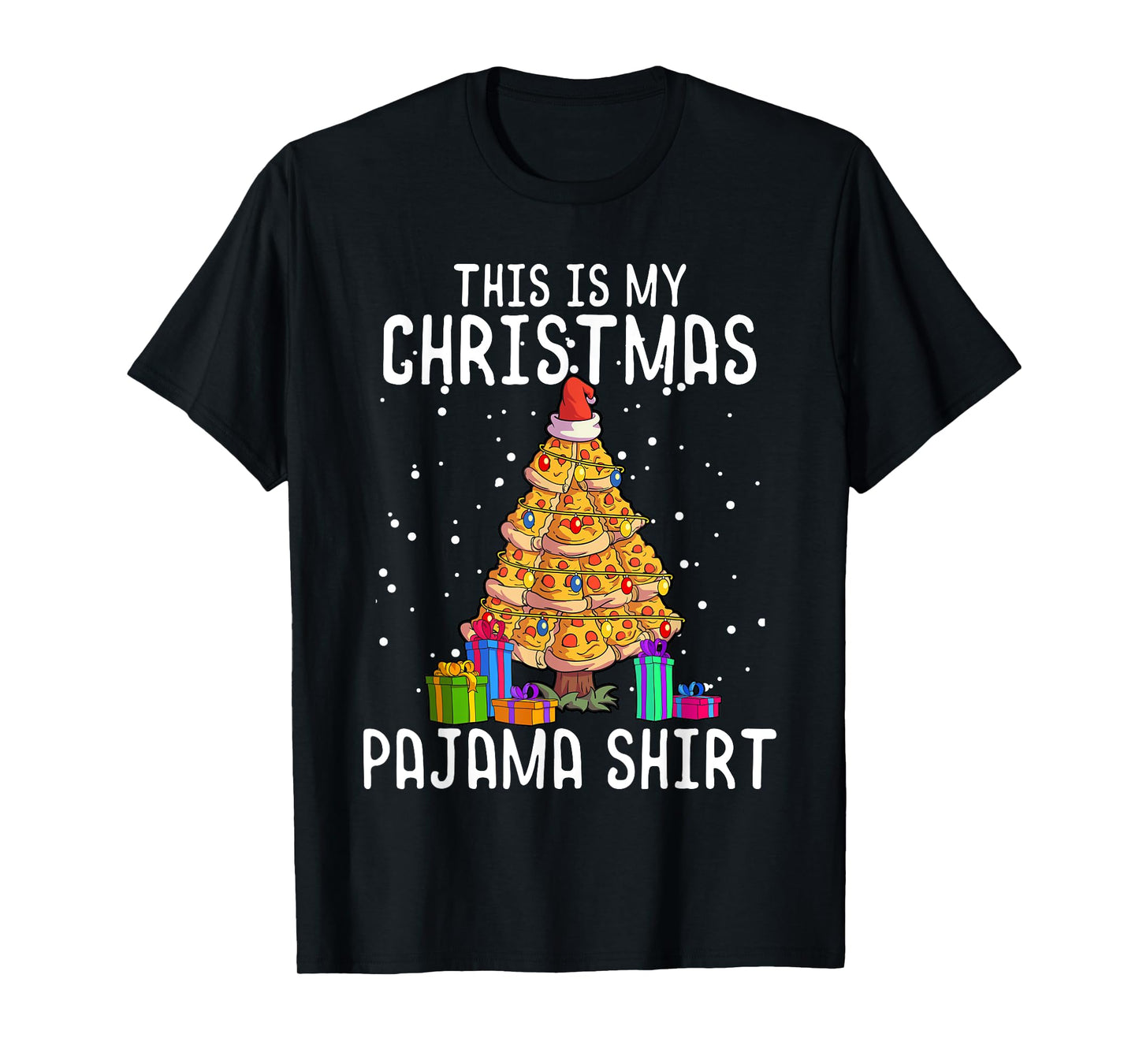 Pizza Christmas Tree Shirt Men Kids Pizza Lover Gift Xmas T-Shirt