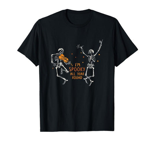 Dancing Skeleton Creepy and Spooky Halloween Design October T-Shirt
