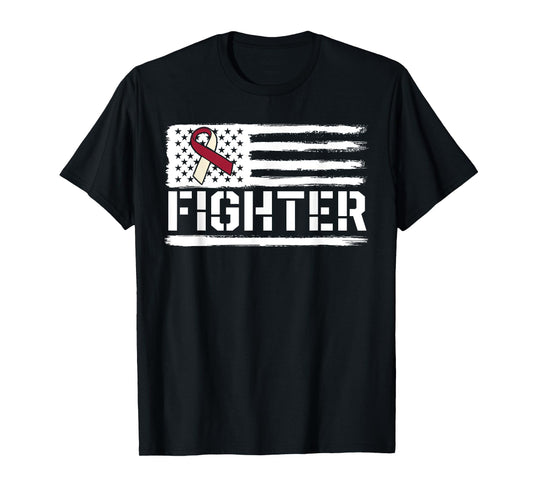 Oral Cancer Awareness Throat Head Neck Fighter American Flag T-Shirt