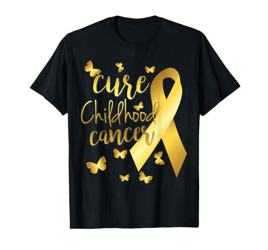 Cure Childhood Cancer T-Shirt with Gold Ribbon T-Shirt