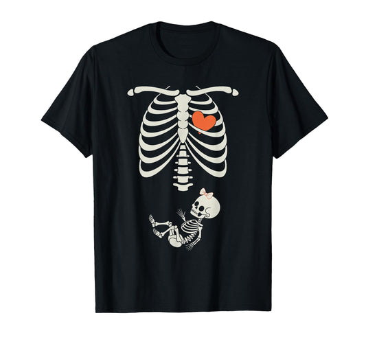 Baby Shower Skeleton Halloween Pregnancy Annoucement Girls T-Shirt