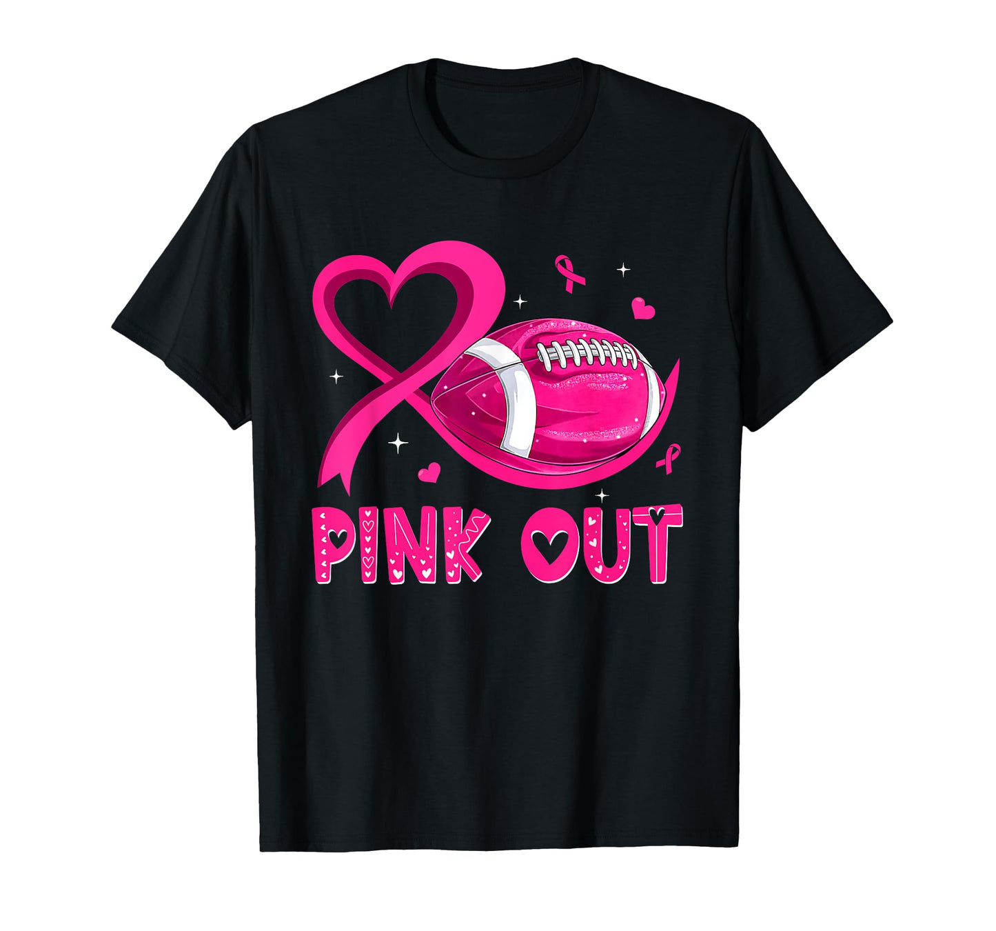 Pink Out Breast Cancer Awareness Football Pink Ribbon Women T-Shirt