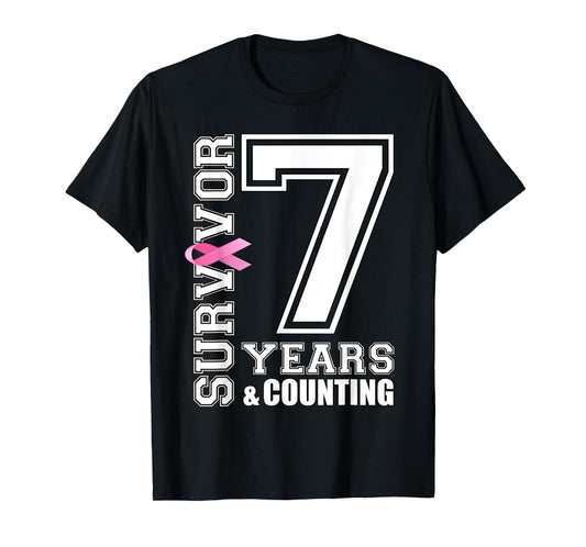 7 Years Breast Cancer Survivor Pink Ribbon Gifts For Women T-Shirt