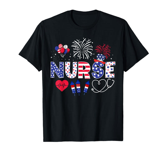 4th of July Nurse American Flag Fourth Of July Nurse T-Shirt