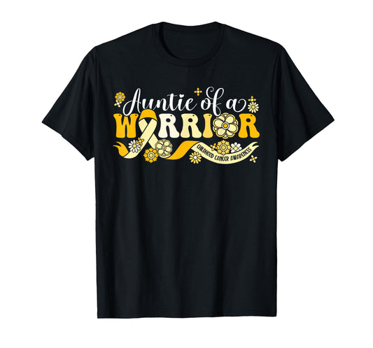 Auntie of a Warrior Childhood Cancer Awareness Support Squad T-Shirt