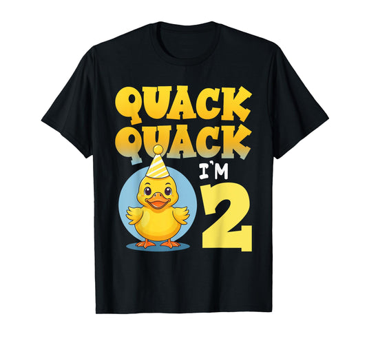 Quack Quack I'm 2 Year Old 2nd Birthday Duck Boys Girls Kids T-Shirt