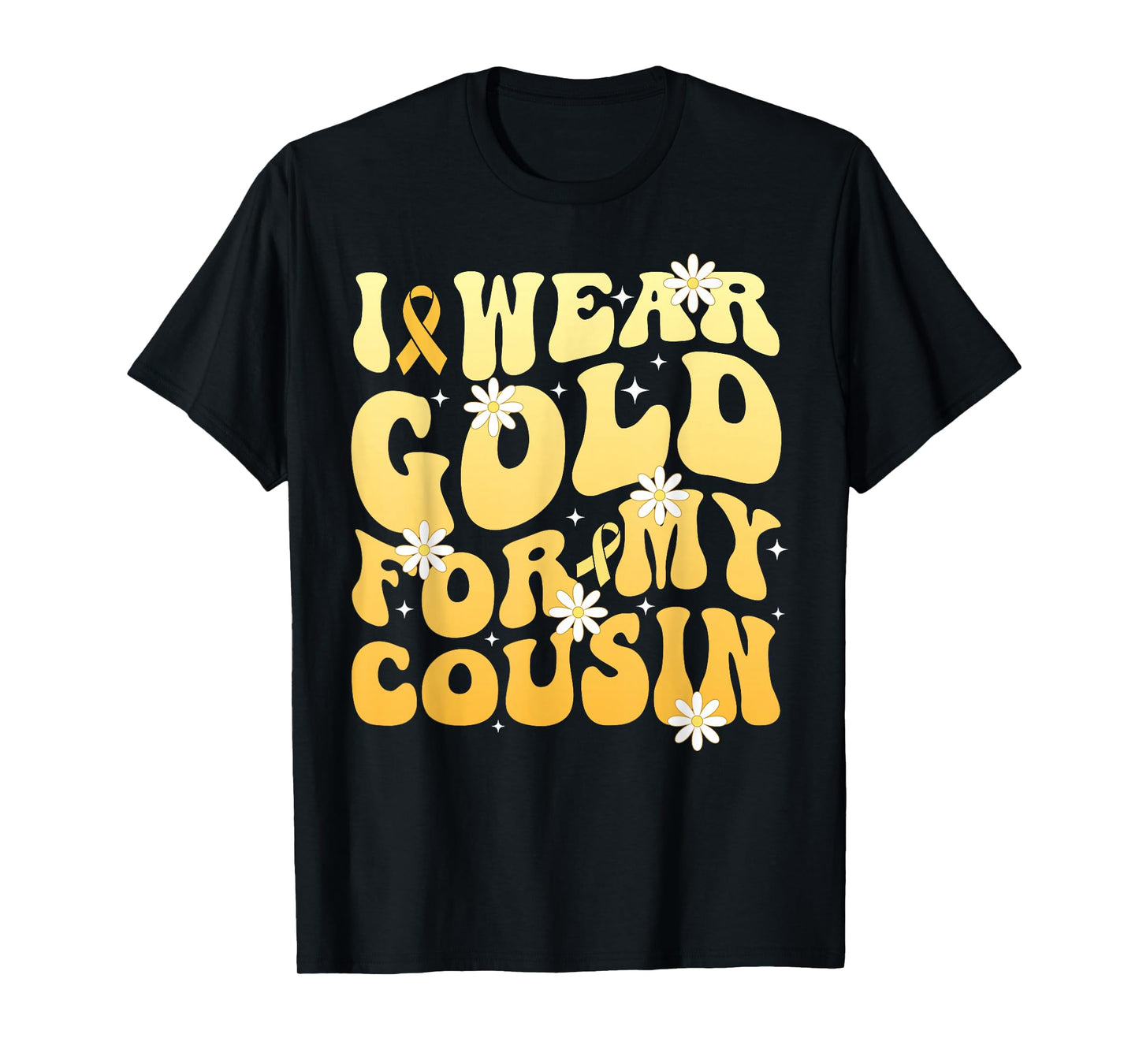 I Wear Gold for My Cousin Childhood Cancer Awareness Ribbon T-Shirt