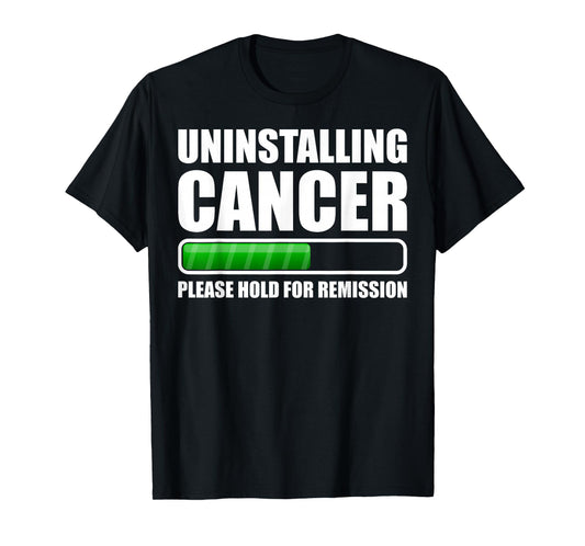 Uninstalling Cancer Gifts Unisex-Adults Cancer Awareness T-Shirt Black Small Modern Crew Neck Short Sleeve T-Shirt