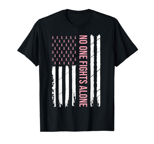 Breast Cancer Awareness Pink Ribbon USA American Flag Men T-Shirt