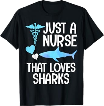 Nurse that loves sharks nursing RN beach ocean sea vacation T-Shirt