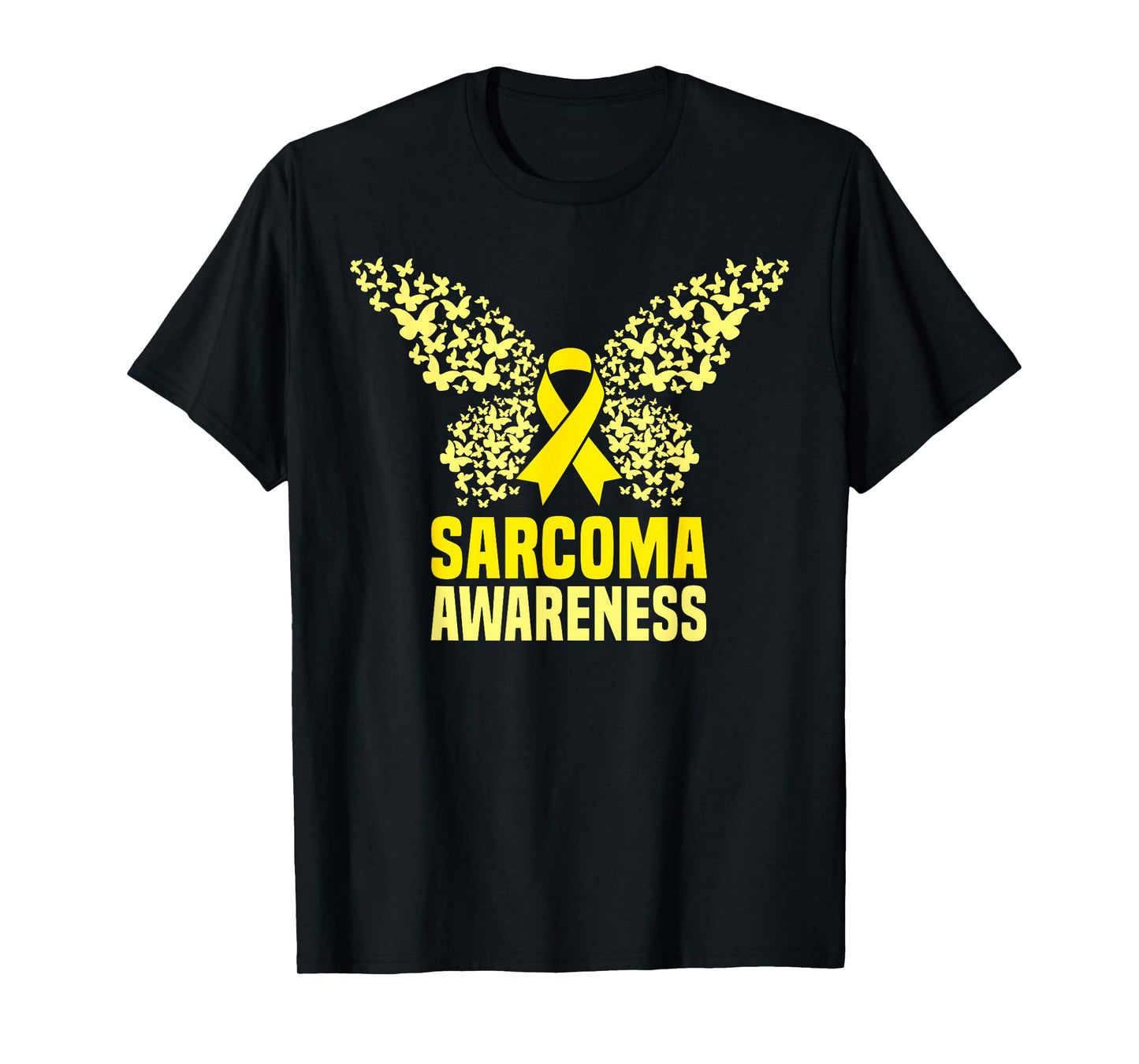Yellow Butterfly Ribon Sarcoma Bone Cancer Awareness Support T-Shirt