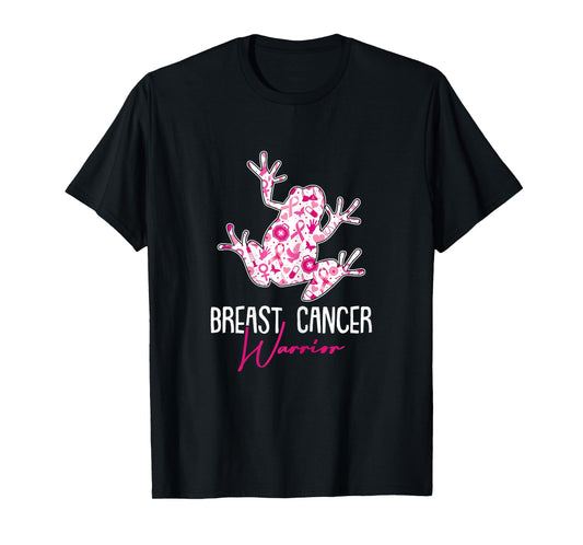 Breast Cancer Warrior Awareness Ribbon Frog Lover Survivor T-Shirt