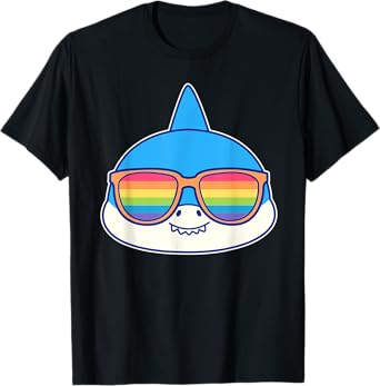 Cute Shark Pride Flag Rainbow Sunglasses LGBTQ T-Shirt